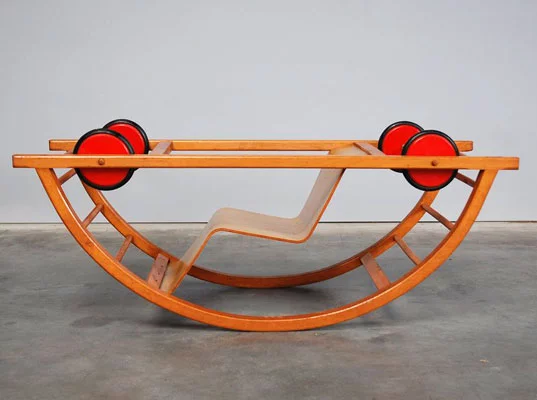 Schaukelwagon is a 1950s German toy that transforms from a racing car to a rocking chair for double the fun