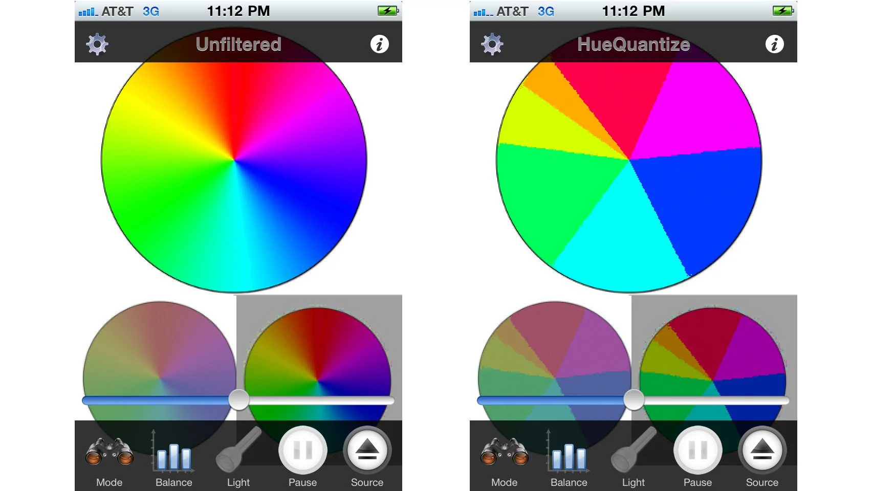On the left is an unfiltered RGB color model, while on the right is the same model after the filter has been applied