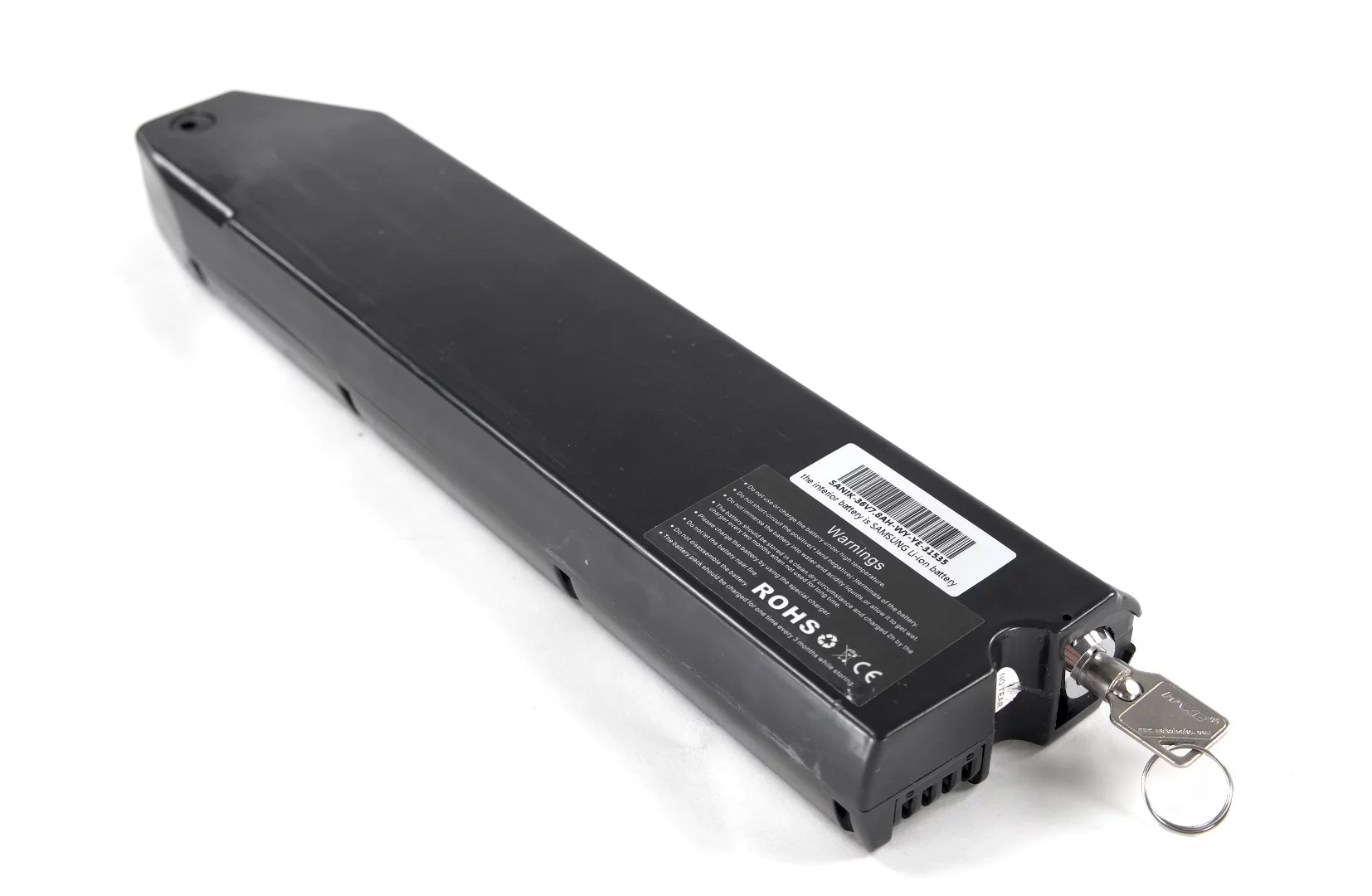 The battery pack slots into the frame, and takes just two hours to charge