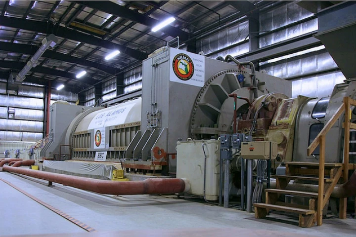 The 1.2 gigawatt motor-generator system which powers the outer coils on the LANL 100 Tesla pulsed magnet