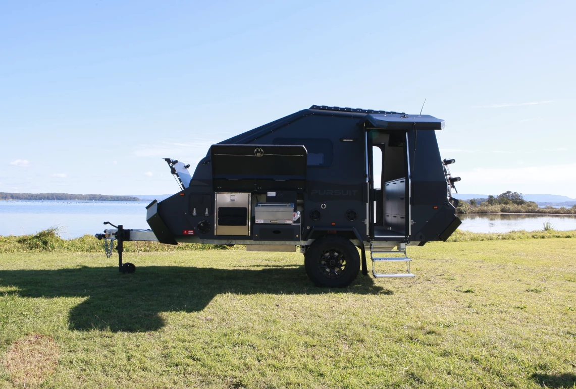 A highlight of the BRS Pursuit Carbon is its dual fully loaded kitchens, the outdoor one featuring a stove, grill and standing fridge