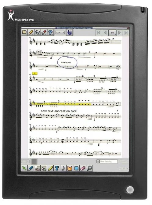 Each musician can use the MusicPad Pro to annotate and mark up his or her part as required