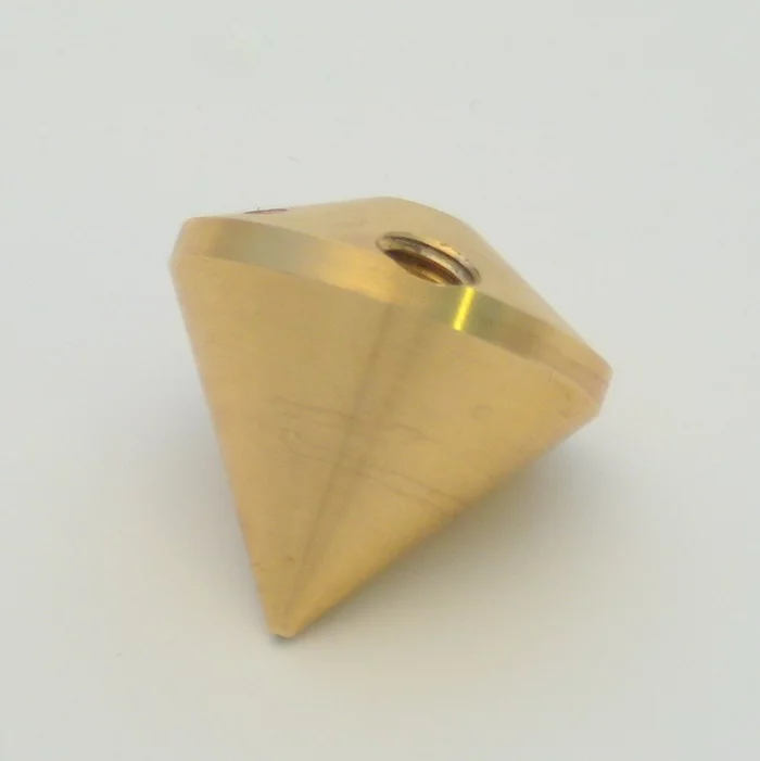 The diamond shaped brass heating element nozzle that has three inlets and one outlet