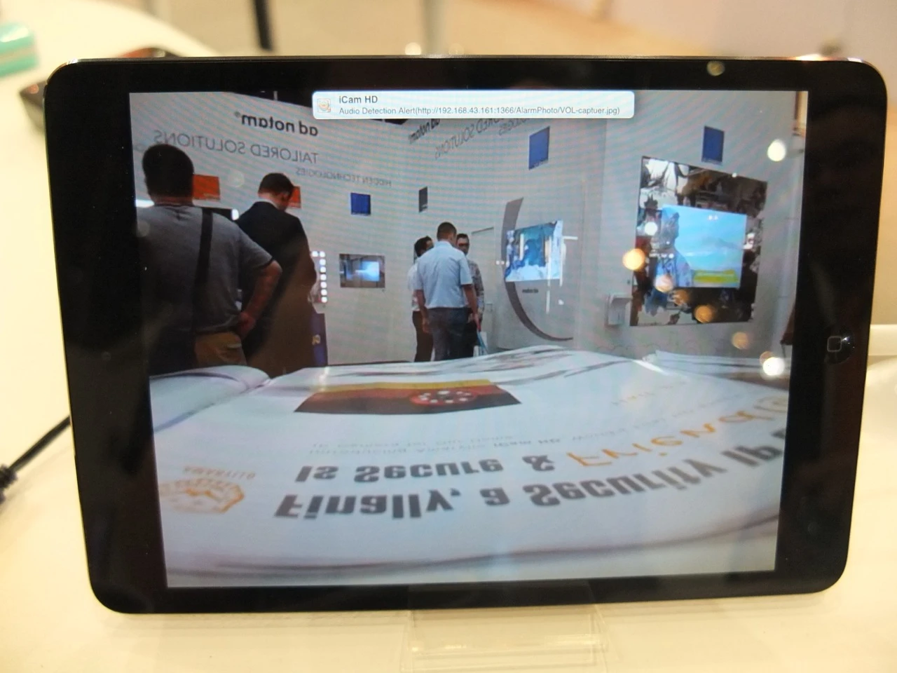 The iCam HD's video output, as seen on a tablet