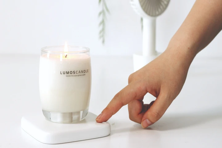The Lumos Candle has an actual burning wick, but it's electrically-lit