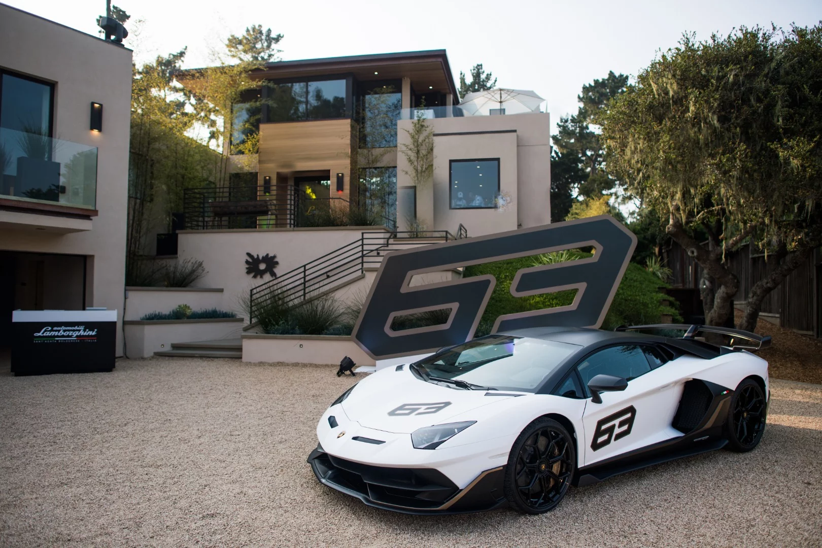 The special edition 63 of the Aventador SVJ unveiled at an exclusive event just prior to debuting at Pebble Beach