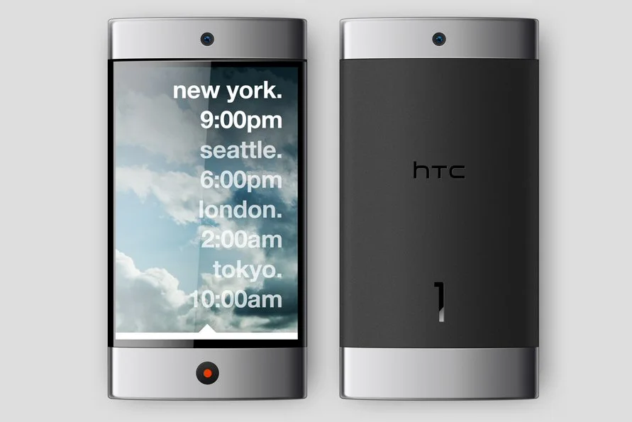 Cameras to the front and rear, a curved touchscreen display and simple home button - stylish and simple