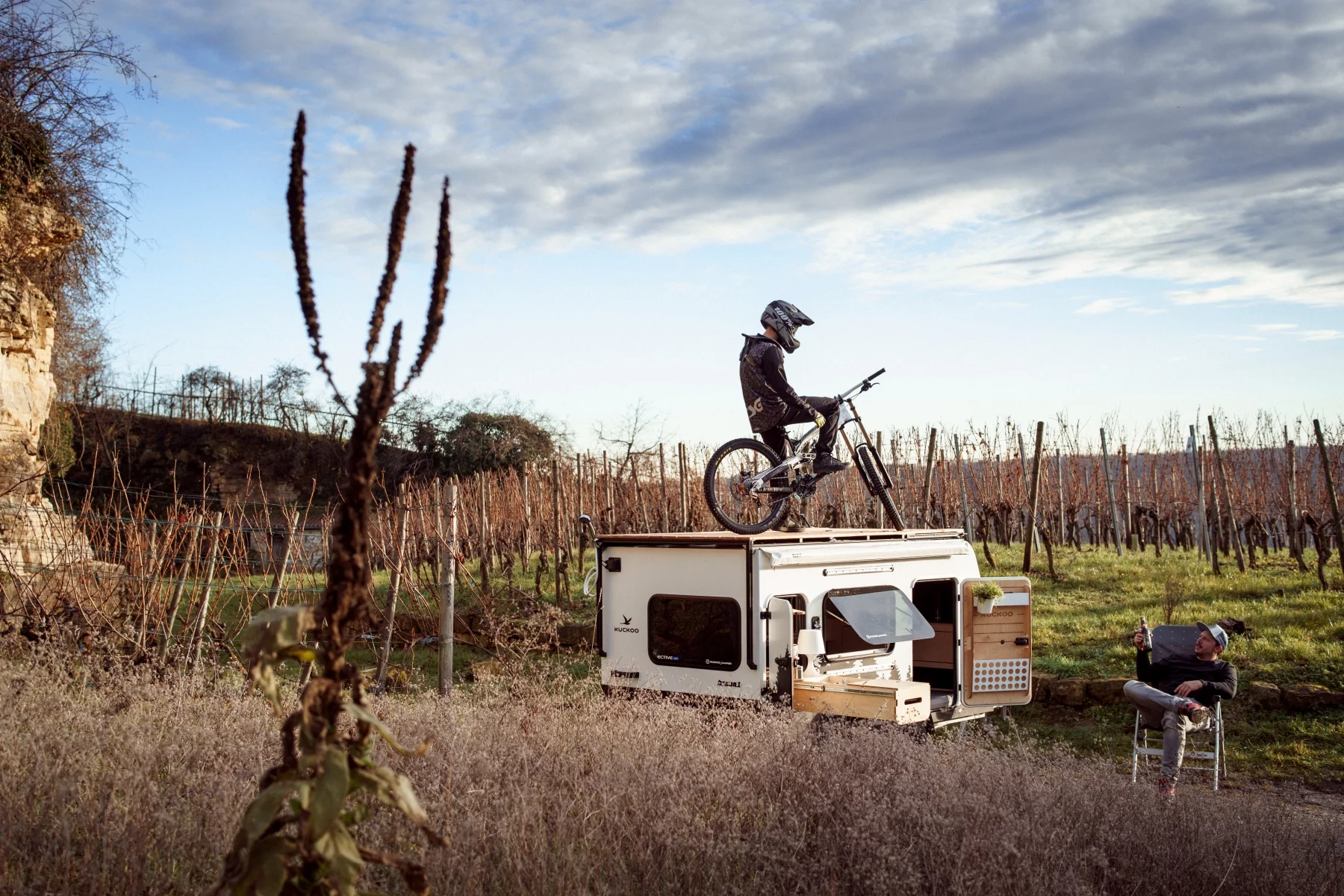 Another use for the roof deck: bike launch