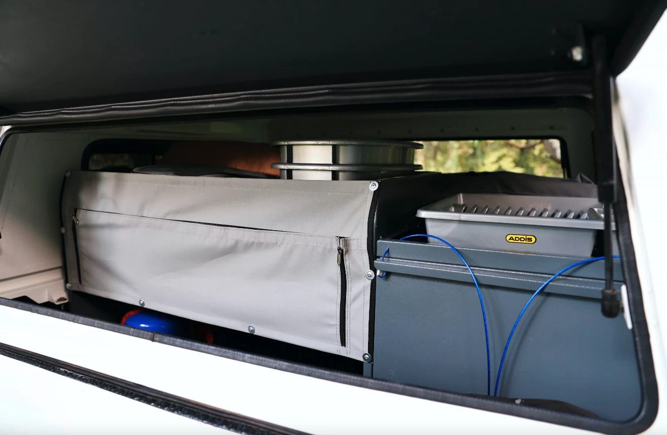 The Xpander Mini fits neatly inside a basic pickup truck cap