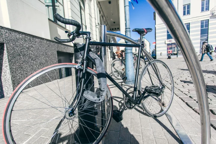 One of the Wi-Fi-accessed Bindio bike-parking docks