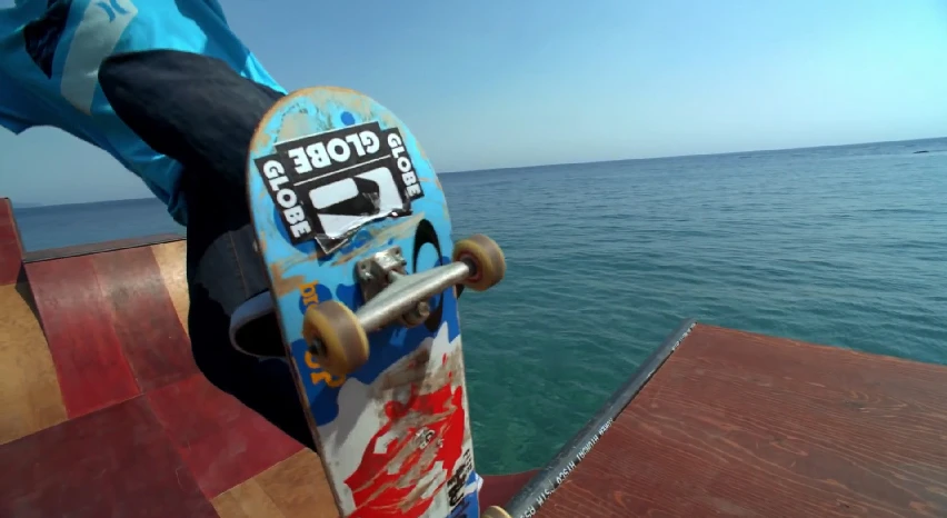 Burnquist had fun showing-off his skate moves onboard the floating ramp