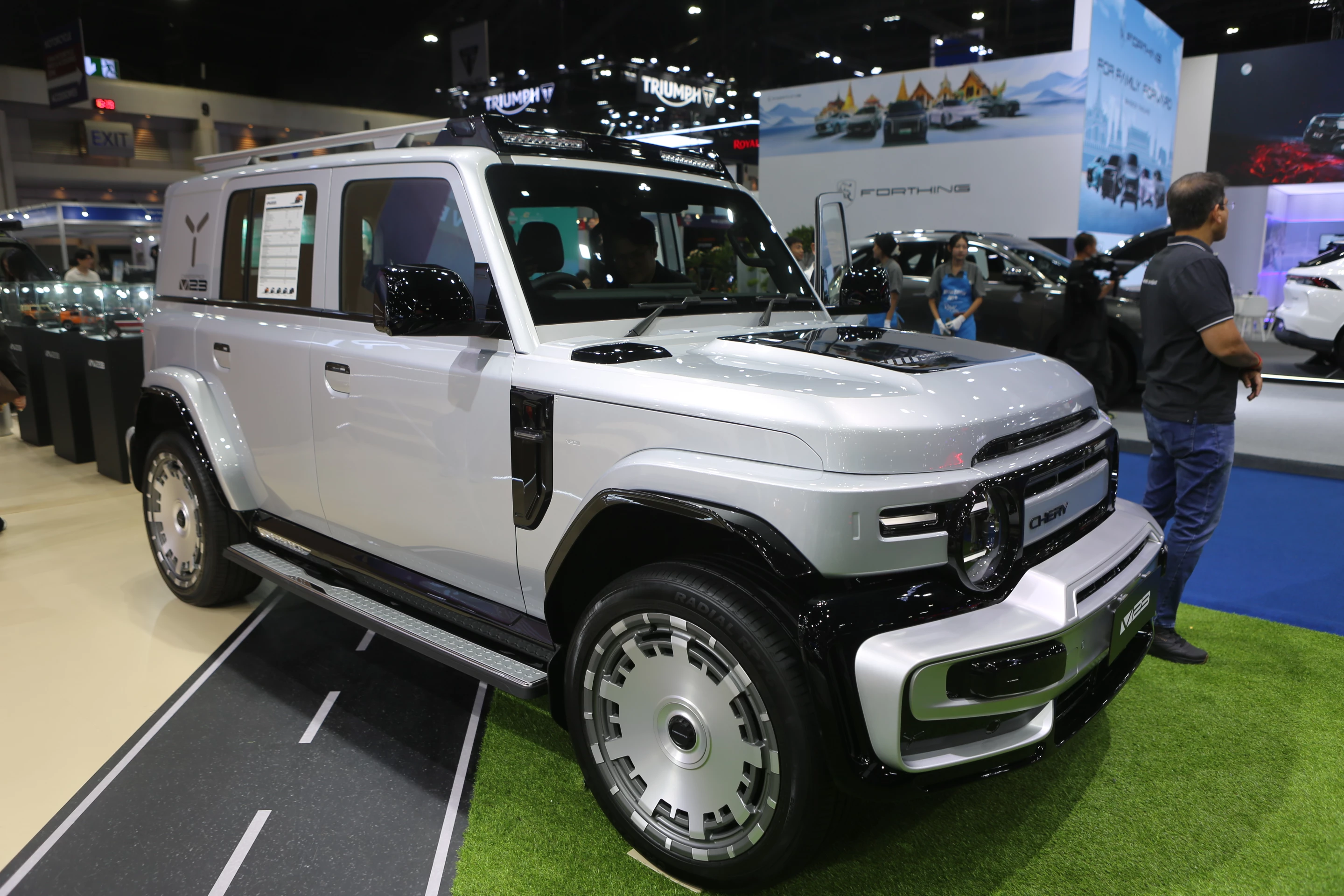 It carries a boxy silhouette