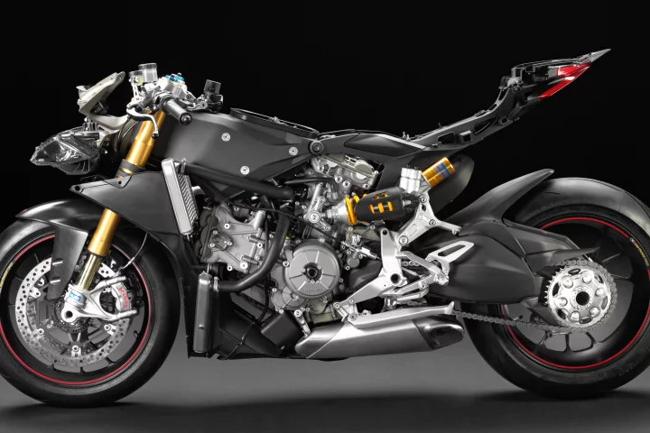 Ducati's Pangiale 1199 - an engineering masterpiece, but not the world's best looking bike with its fairings removed