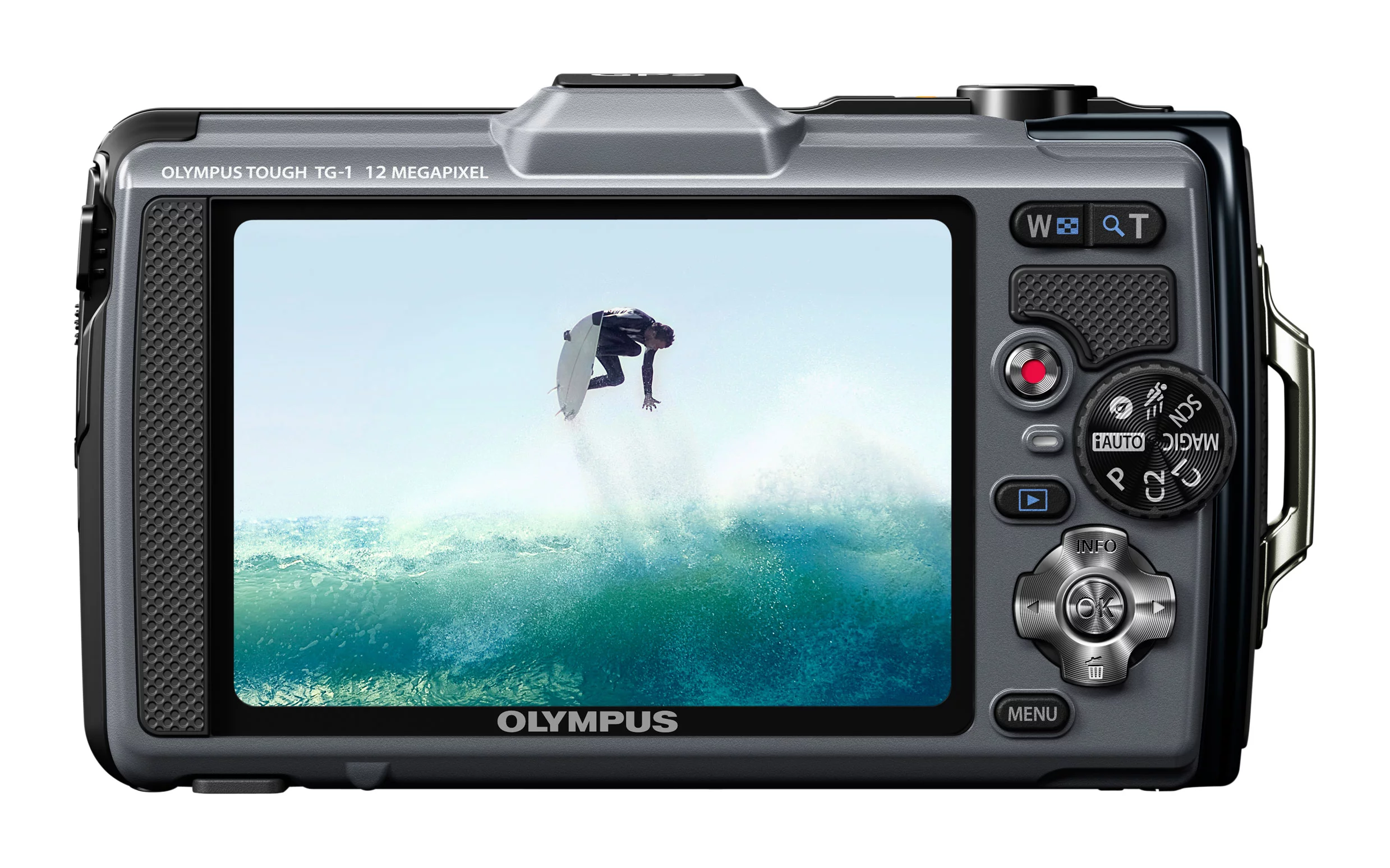 The Olympus Tough TG-1 iHS is waterproof to 40 feet (12 meters), shockproof to falls from 6.6 feet (2 meters), and is still able to operate as normal in temperatures as low as 14°F (-10°C)