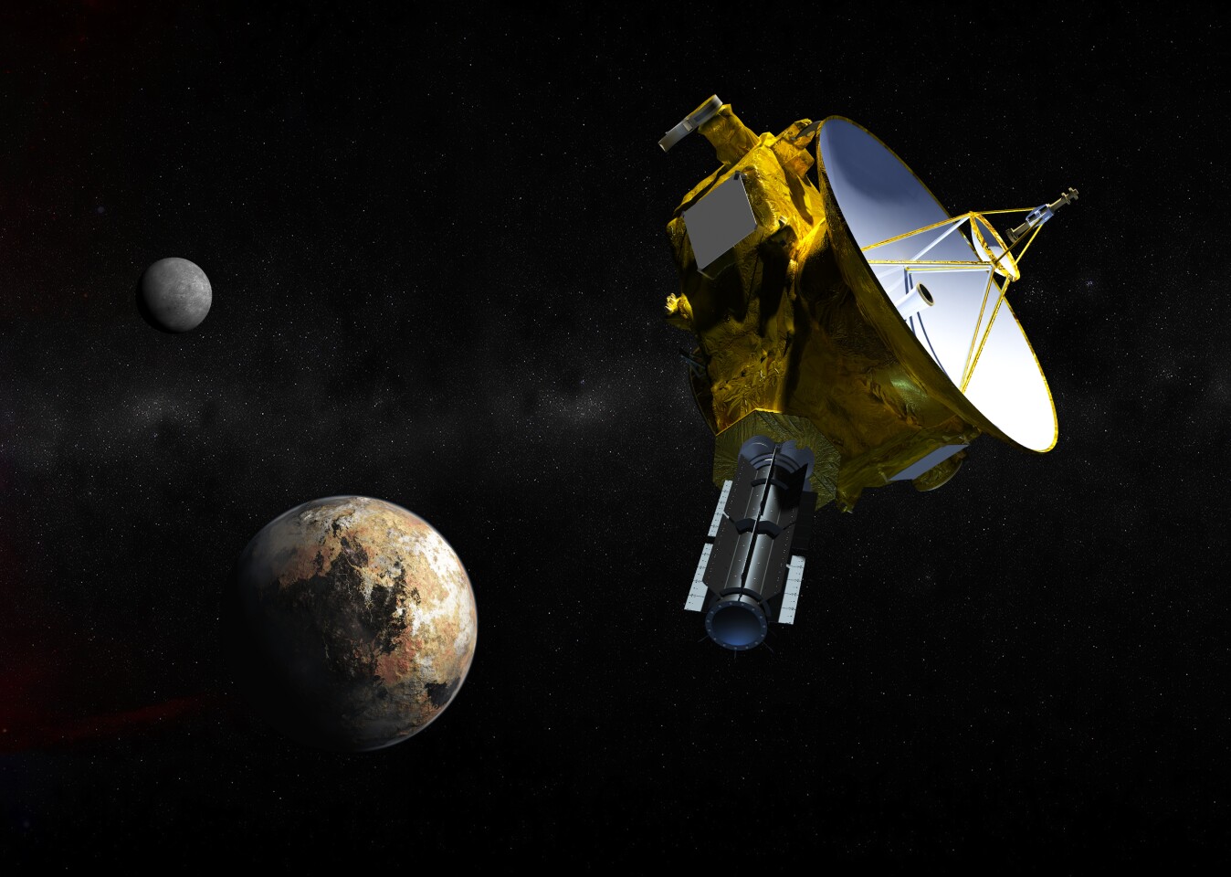 New Horizons will capture up-close, colored images of Pluto and Charon, revealing features on the surface that measure only several miles across (Image: Johns Hopkins University Applied Physics Laboratory/Southwest Research Institute (JHUAPL/SwRI))