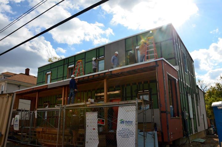 The Passive House model of Empowerhouse under construction in Washington, DC (Photo: Habitat for Humanity)