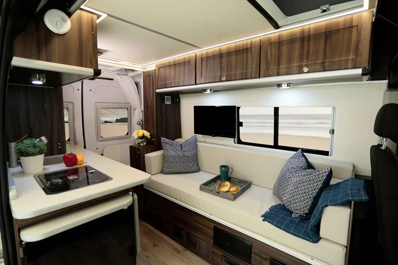 The Axion Studio's longitudinal sofa converts to a snug double bed at night