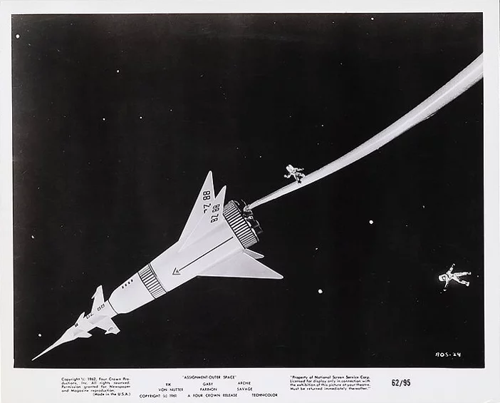 19 8x10" publicity photos from the movie "Assignment Outer Space" (1962) | Sold for: $53 by Heritage Auctions on December 6, 2020