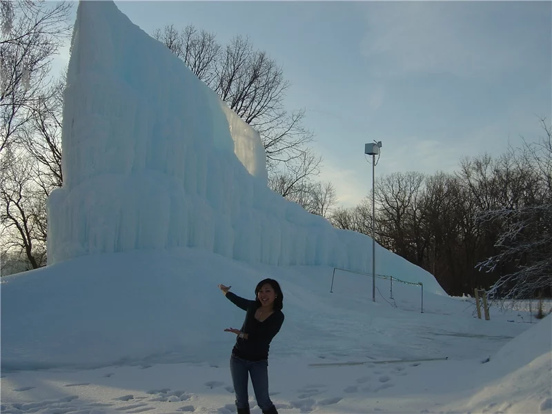 Roger Hanson uses water from his home's geothermal heating system to create elaborate ice sculptures in his backyard