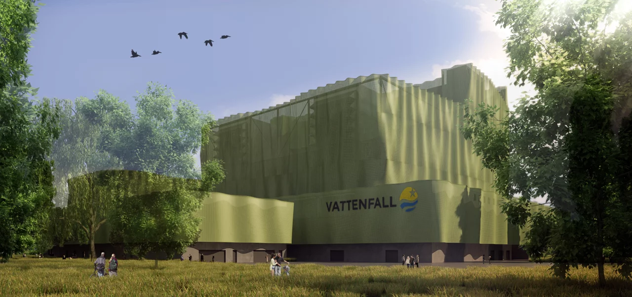 Though initially the idea would be to erect a green textile structure to create an immediate visual barrier, this would be replaced over time with meshes which would support climbing vegetation (Image: AZPA)