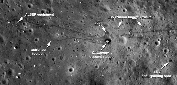The Apollo 17 landing site, as photographed by LROC
