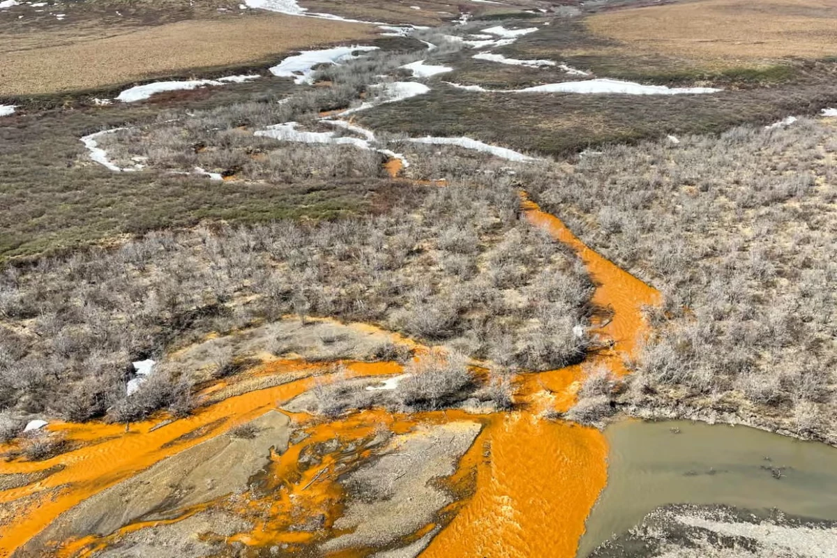 Orange rivers like this one in Alaska's Brooks Range are growing more common thanks to the release of large quantities of iron