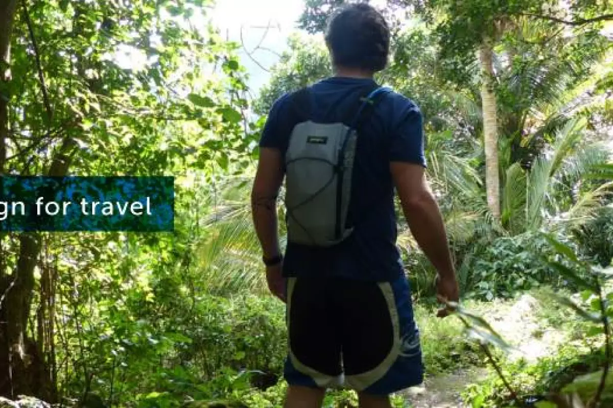 Vamoose's jacket and poncho are designed to quickly fold into a 3-liter backpack