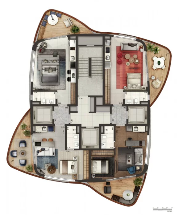 Floorplan of Pininfarina's recently completed Cyrela apartment tower in Brazil