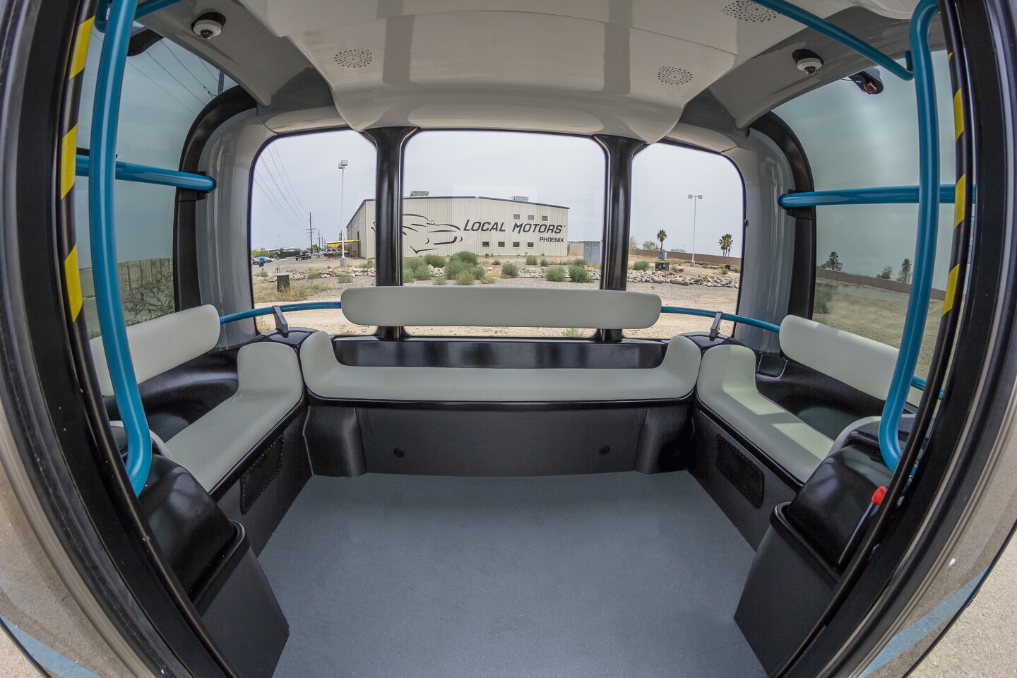 Olli's interior that looks more like a ski gondola than a traditional public bus cabin