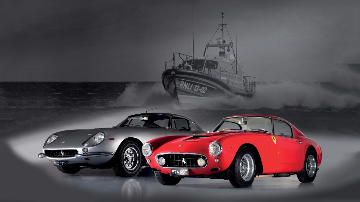 The cars donated to the Royal National Lifeboat Institution (UK) by the late Richard Colton: a 1960 Ferrari 250 GT short-wheelbase SWB Berlinetta which sold for £7,392,000 (US$11,439,774), and a 1967 Ferrari 275 GTB/4 which sold For £2,161,600 ($3,345,267), lifting the late Richard Colson's bequeathment to near $15 million dollars.
