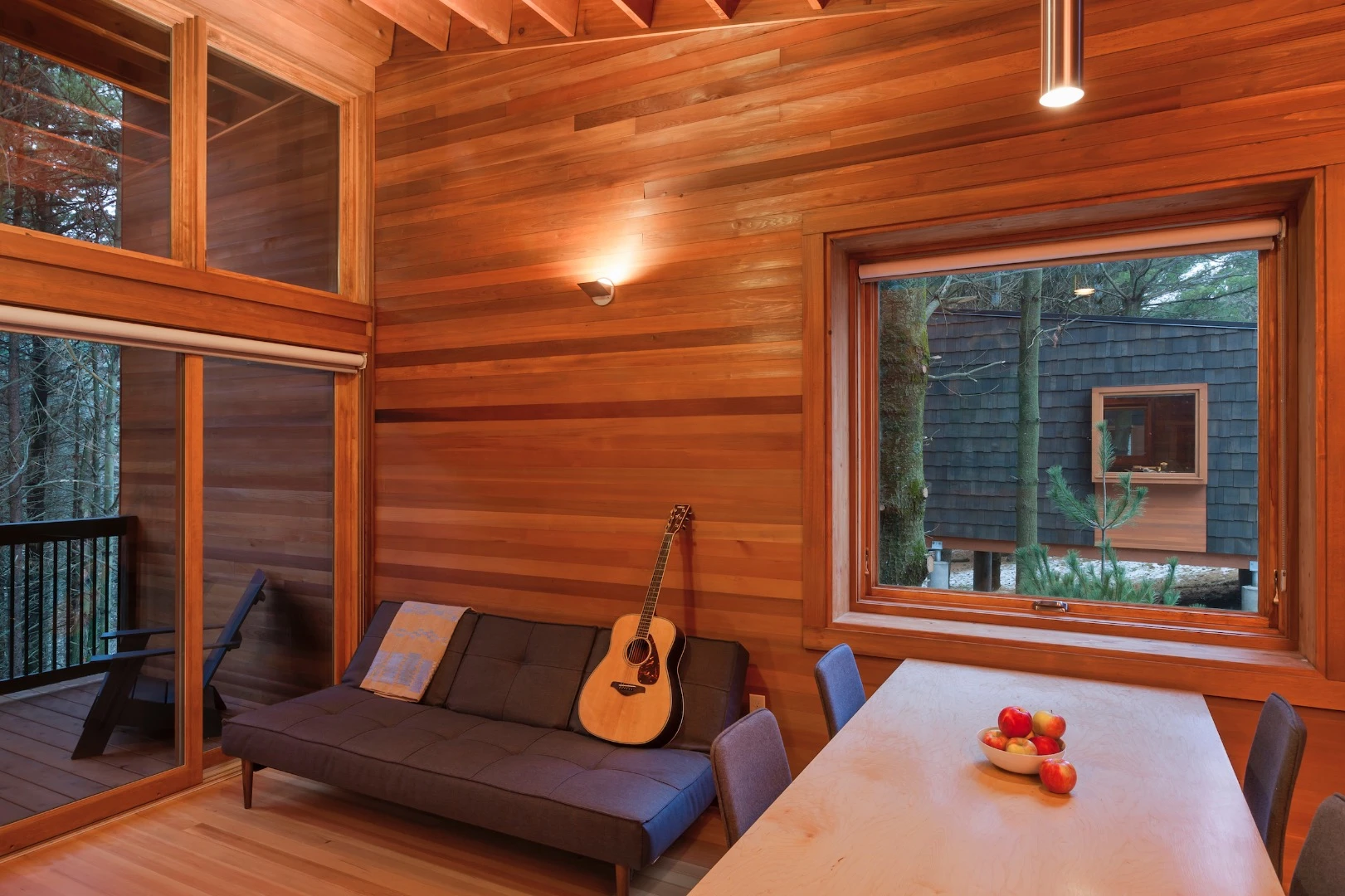 The Whitetail Woods Regional Park Camper Cabins by HGA Architects and Engineers won the Beauty of Wood – Craft award