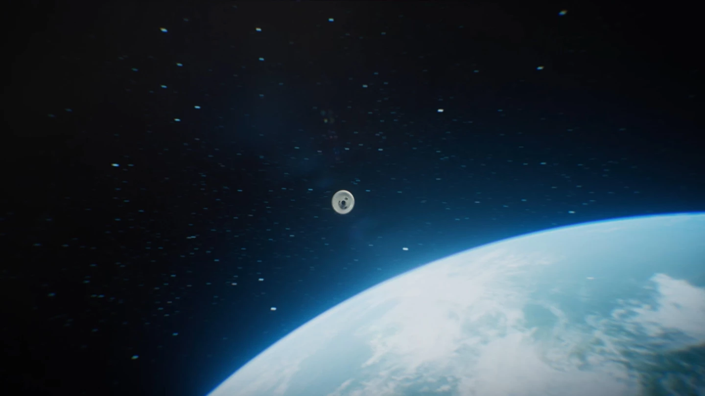 Render of Earth Entry Vehicle approaching Earth