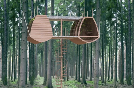 Perch the lodge high among the treetops for a treehouse hideaway