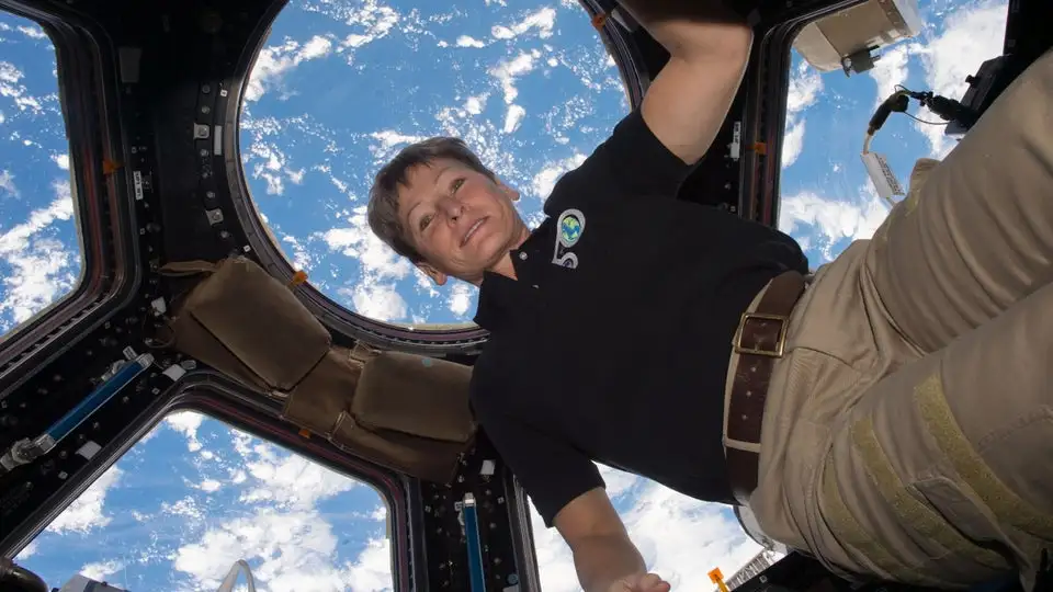 US astronaut Peggy Whitson imaged in the Cupola Observational Module of the International Space Station