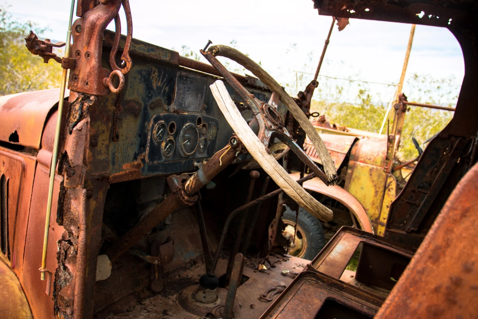 The GMC CCWK 6x6 interior after years of harsh desert climate. While utterly destroyed, I still found myself spending a lot of time just staring at it, imagining all the stories that cab interior could possibly tell in its lifetime