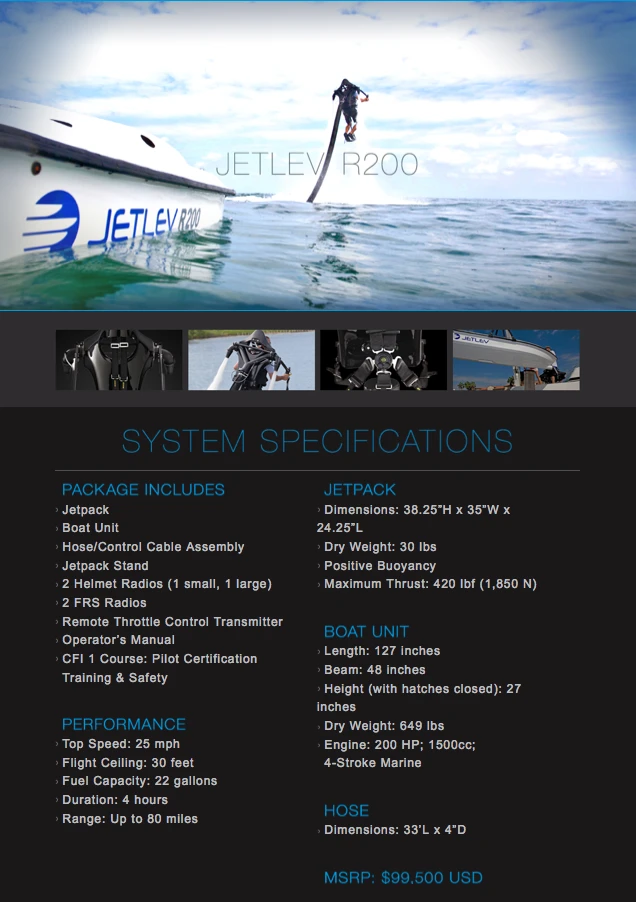 The Jetlev R200 Flyer