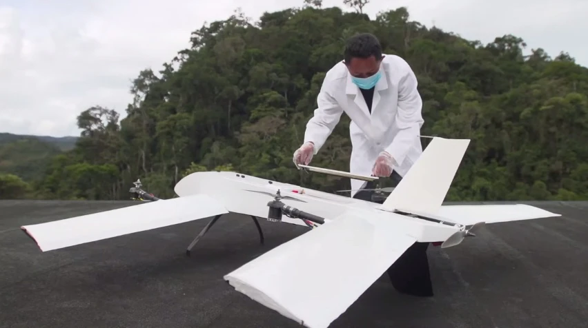 Samples are removed from a drone