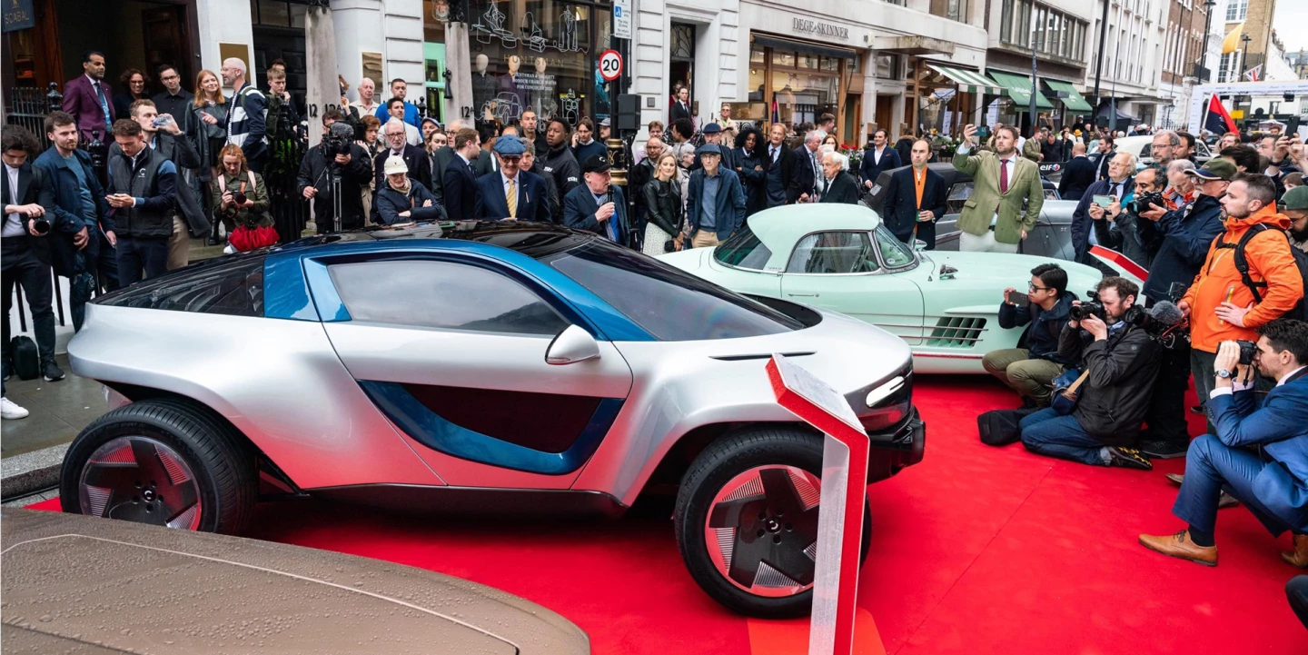 The Callum Skye's first public showing significantly enhanced the "Concours on Savile Row" and the setting was ideal to kick sales off. We expect that the boutique upmarket concours will be the scene of other important car launches in the future, as the central location and hyper-monied visitors to the location work well together, and the signal-to-noise ratio is much higher at a more exclusive event.