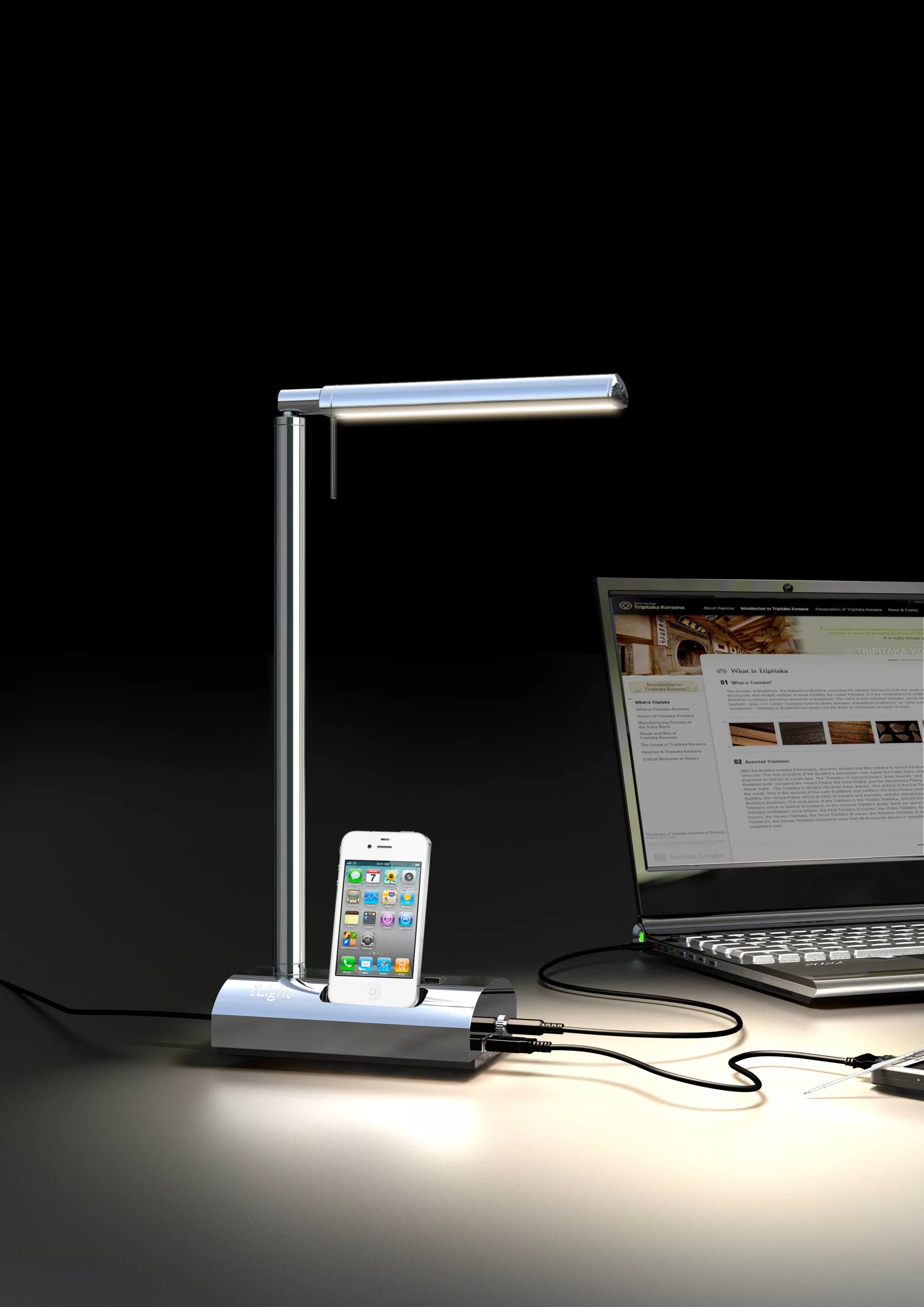 The t'Light also includes a DC power out port for charging notebook batteries and seven user-selectable output voltages