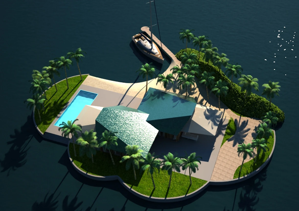 The floating private island concept is close to fruition with a pilot island in the Maldives soon to be completed