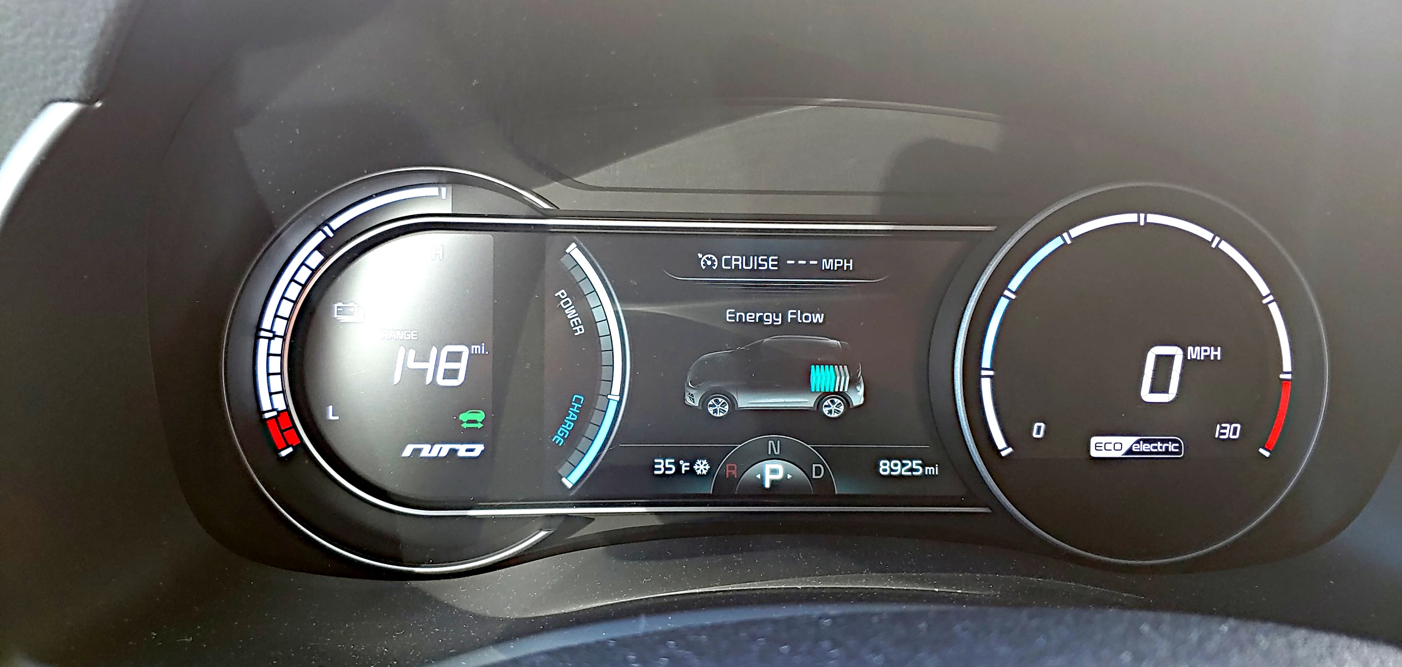Upon arrival in Lararmie, Wyoming, this was the energy chart and (at left) the amount of battery left, along with estimates