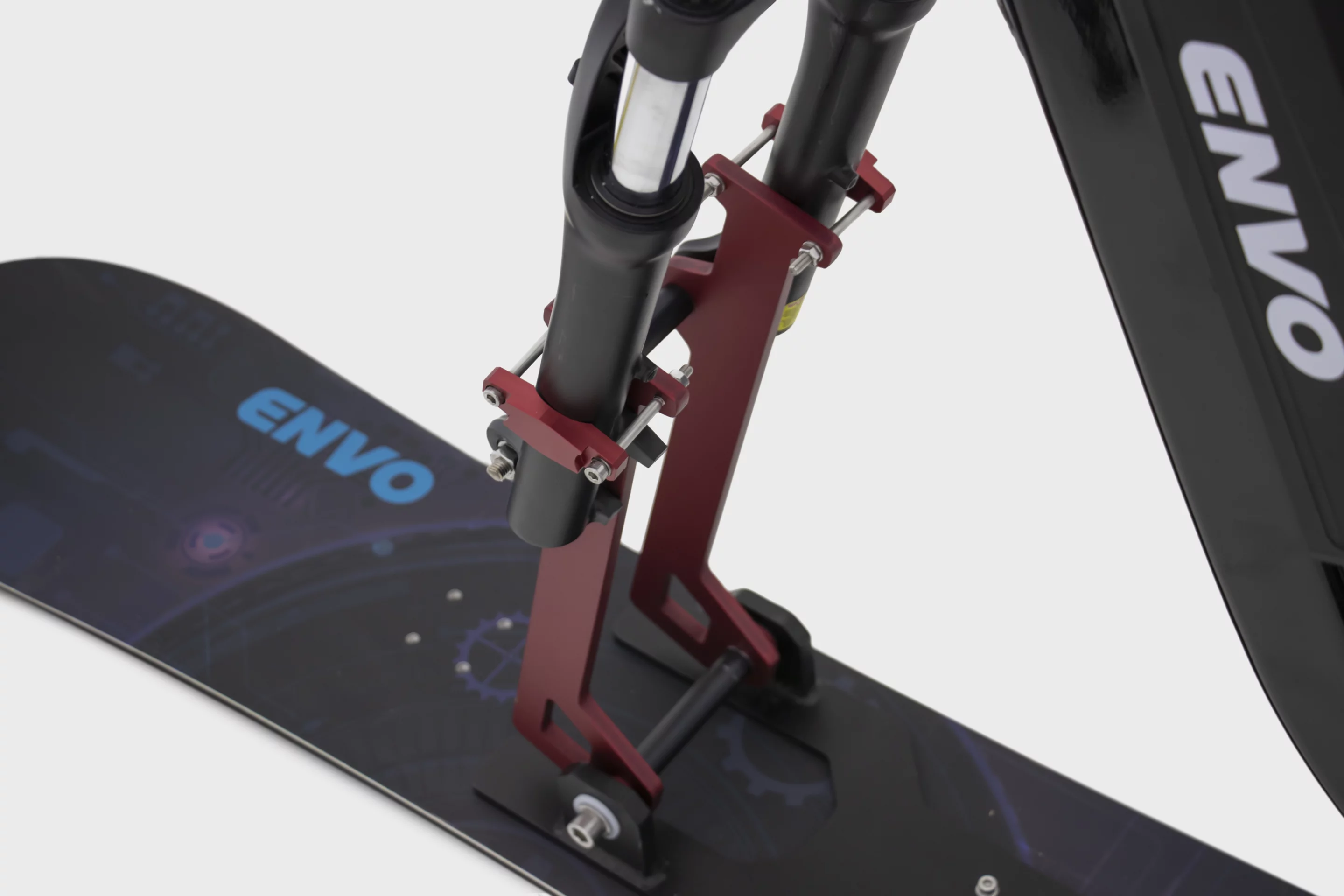 The Flex Snowbike has a snowboard-like ski in place of a front wheel