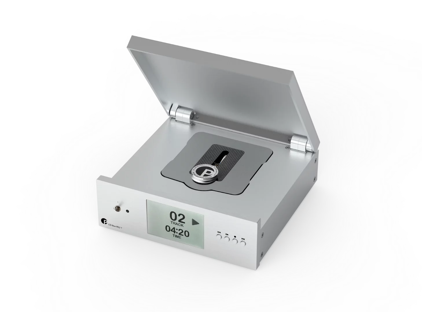 The top-loading CD Box RS2 T is described as a top class CD transport, meaning that the device has been designed for a single purpose – to read Compact Discs