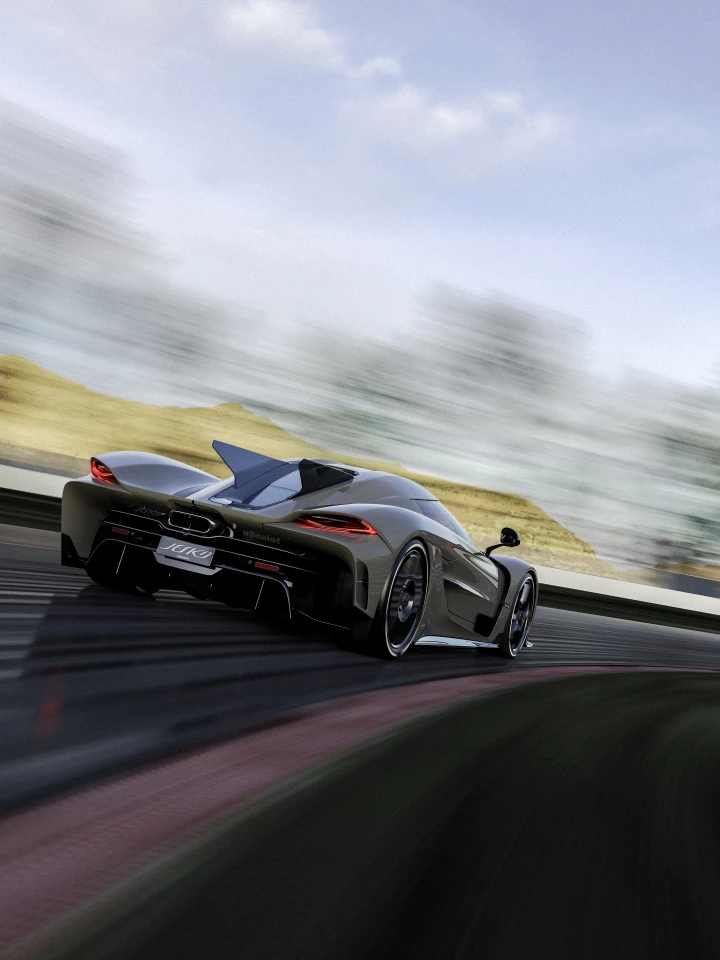 The Jesko Absolut loses the huge rear wing of the track Jesko in favor of air-channeling fins