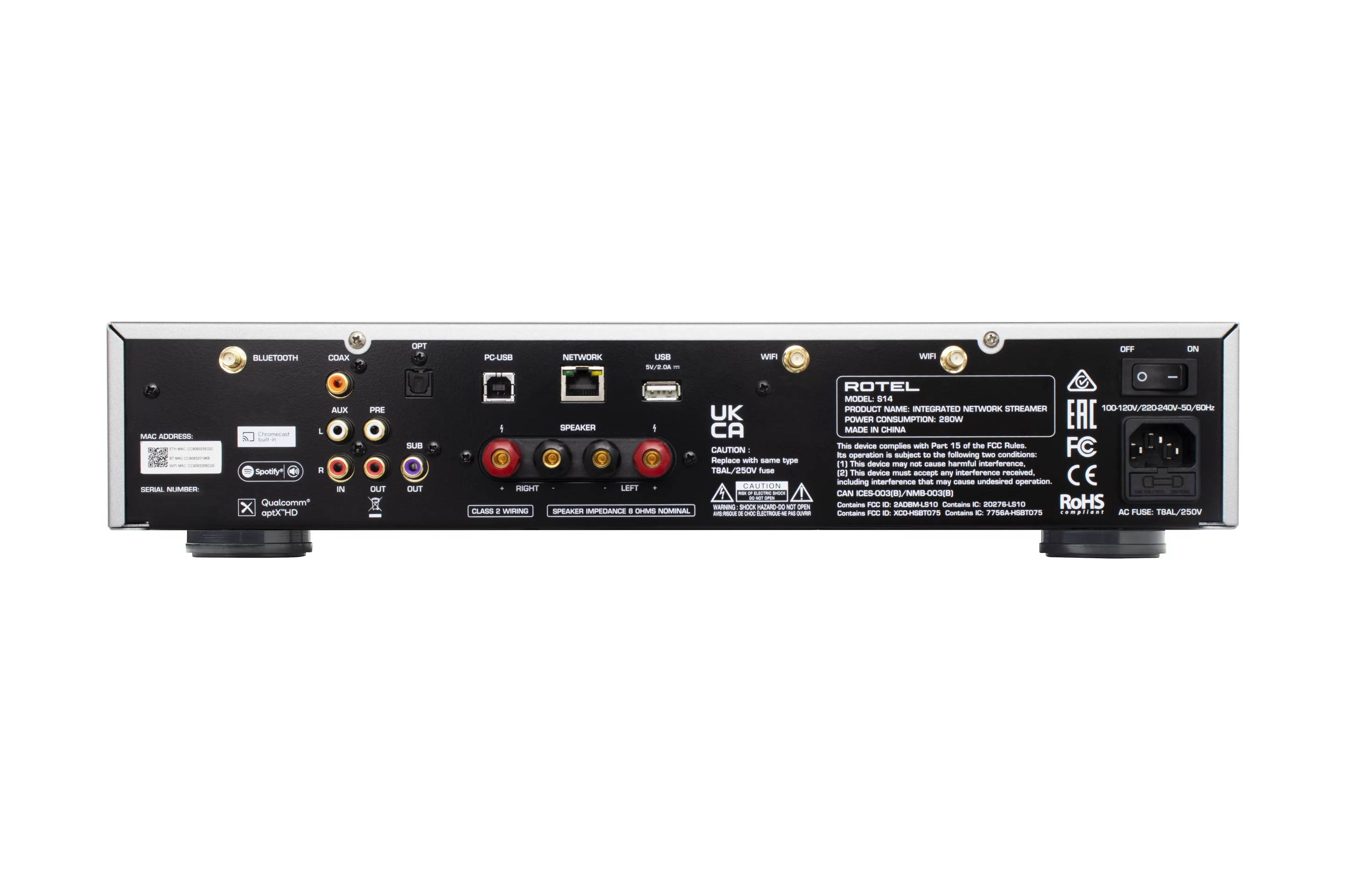 Digital and analog inputs are available around back to cable up hi-fi gear such as a Cd player, turntable or tuner