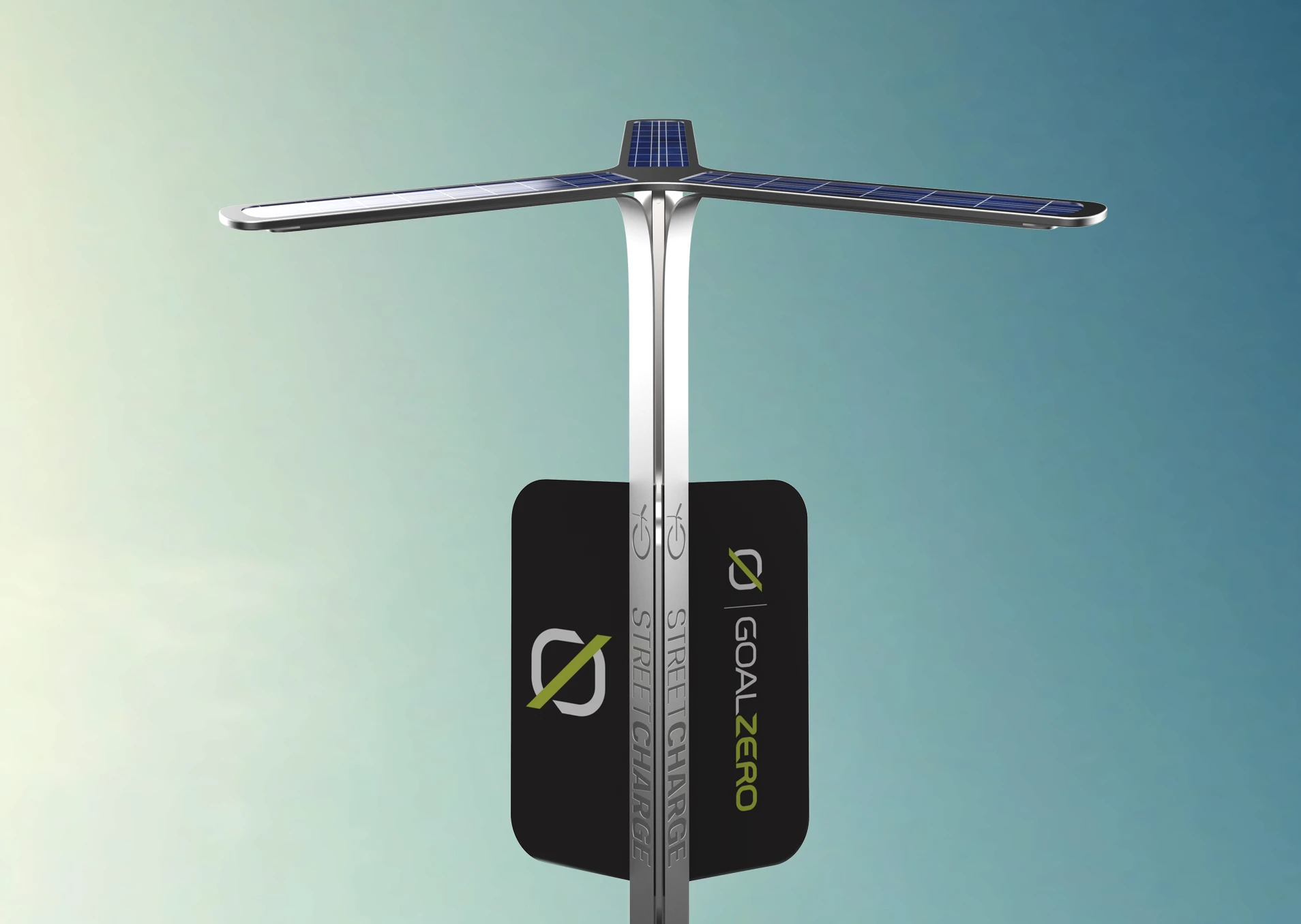 The Street Charge station has the potential to host lighting, Wi-Fi hotspots or signage for directions or advertising