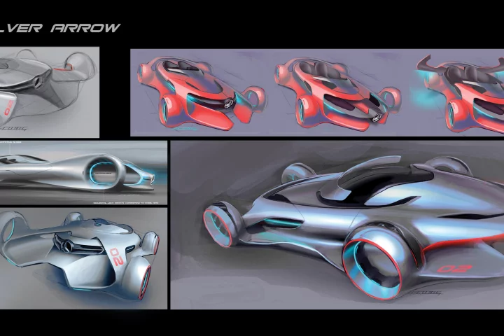 Silver Arrow concept sketches (Image: Mercedes-Benz Research & Development North America)