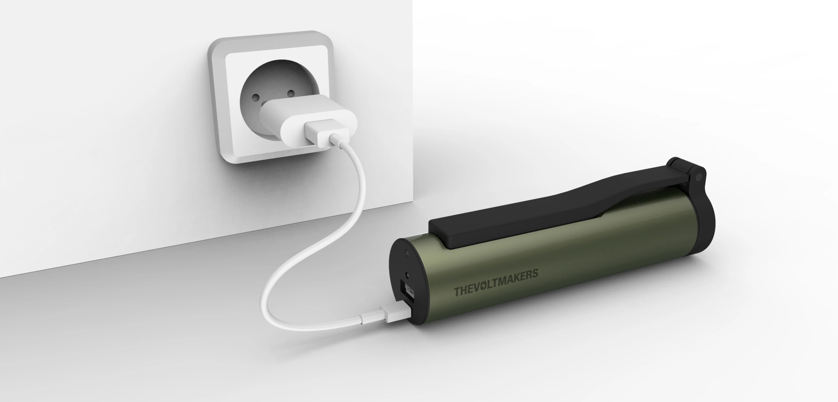 The Voltmaker's battery can be juiced up via the wall outlet