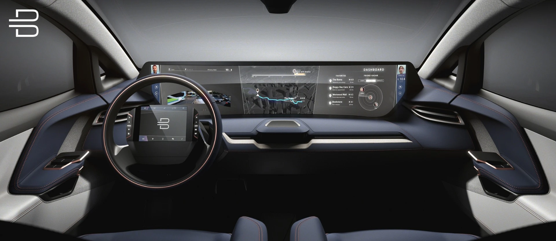 With its sheer height and width, the dash display looks like it'd be a large distraction for anyone trying to drive manually - autonomous mode looks like the way to go