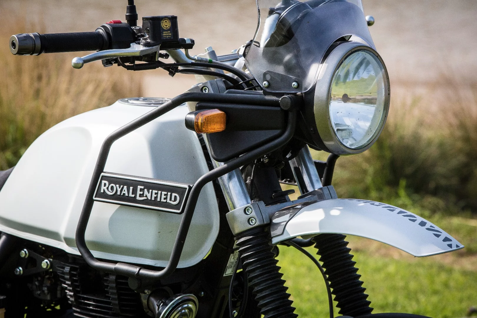 2017 Royal Enfield Himalayan: front racks can be used for accessories like driving lights, or double as crash bars